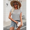 Zeagoo Womens Spring Summer Crochet Tops Cap Sleeve Sweater Vest Hollow Out Pullover Shirts Beach Vacation Clothes(Light Grey)