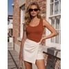 Zeagoo Womens Square Neck Ribbed Tank Tops 2026 Summer Casual Slim Fit Basic Sleeveless Shirts Cute Going Out Top(Caramel)