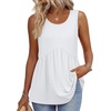 Zeagoo Womens Summer Tank Tops Crew Neck Sleeveless Babydoll Tops Flowy Shirts Loose Fit Tunic Blouses S-3XL(A White)
