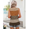 Zeagoo Womens Summer Tank Tops Crew Neck Sleeveless Babydoll Tops Flowy Shirts Loose Fit Tunic Blouses S-3XL(Brown Textured Colorblock)