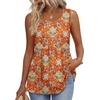 Zeagoo Womens Summer Tank Tops Crew Neck Sleeveless Babydoll Tops Flowy Shirts Loose Fit Tunic Blouses S-3XL(Orange Ethnic Print)