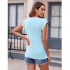 Zeagoo Women’s Summer Tops Cap Sleeve Casual Shirts 2025 V Neck Basic Tshirts Loose Fit Trendy Tee(Blue)