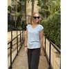 Zeagoo Women’s Summer Tops Cap Sleeve Casual Shirts 2025 V Neck Basic Tshirts Loose Fit Trendy Tee(Blue)