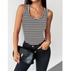Zeagoo Womens Tank Tops 2026 Scoop Neck Ribbed Sleeveless Top Casual Basic Slim Fitted Knit Cami Tee Shirts(A-tw454 Stripe Black White)