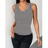 Zeagoo Womens Tank Tops 2026 Scoop Neck Ribbed Sleeveless Top Casual Basic Slim Fitted Knit Cami Tee Shirts(A-tw454 Stripe Black White)
