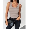 Zeagoo Womens Tank Tops 2026 Scoop Neck Ribbed Sleeveless Top Casual Basic Slim Fitted Knit Cami Tee Shirts(A-tw541 Stripe Brown White)