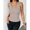 Zeagoo Womens Tank Tops 2026 Scoop Neck Ribbed Sleeveless Top Casual Basic Slim Fitted Knit Cami Tee Shirts(A-tw541 Stripe Brown White)