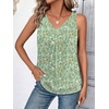 Zeagoo Womens Tank Tops Loose Fit V Neck Ruched Sleeveless Tops Casual Basic Banded Shirts S-XXL(Green White Flower)