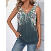 Zeagoo Womens Tank Tops Loose Fit V Neck Ruched Sleeveless Tops Casual Basic Banded Shirts S-XXL(Grey Colorful Flower)