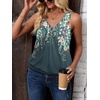 Zeagoo Womens Tank Tops Loose Fit V Neck Ruched Sleeveless Tops Casual Basic Banded Shirts S-XXL(Grey Colorful Flower)