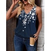 Zeagoo Womens Tank Tops Loose Fit V Neck Ruched Sleeveless Tops Casual Basic Banded Shirts S-XXL(Navy White Flower)