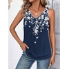 Zeagoo Womens Tank Tops Loose Fit V Neck Ruched Sleeveless Tops Casual Basic Banded Shirts S-XXL(Navy White Flower)