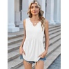 Zeagoo Womens Tank Tops Sleeveless Peplum V Neck Babydoll Casual Flowy Boho Beach Summer Shirts(White)
