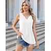 Zeagoo Womens Tank Tops Sleeveless Peplum V Neck Babydoll Casual Flowy Boho Beach Summer Shirts(White)