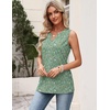Zeagoo Womens V Neck Tank Tops 2026 Summer Tops Casual Sleeveless Shirts Loose Fit Dressy Business Work Clothes(Xh534-green Flowers)