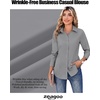 Zeagoo Women’s Wrinkle Free Button Down Shirts Long Sleeve Dress Shirts Collared Business Casual Blouses Tops XS-3XL(Grey)