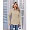 Zeagoo Women’s Wrinkle Free Button Down Shirts Long Sleeve Dress Shirts Collared Business Casual Blouses Tops XS-3XL(Khaki)