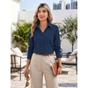 Zeagoo Women’s Wrinkle Free Button Down Shirts Long Sleeve Dress Shirts Collared Business Casual Blouses Tops XS-3XL(Navy Blue)