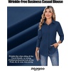 Zeagoo Women’s Wrinkle Free Button Down Shirts Long Sleeve Dress Shirts Collared Business Casual Blouses Tops XS-3XL(Navy Blue)