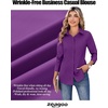 Zeagoo Women’s Wrinkle Free Button Down Shirts Long Sleeve Dress Shirts Collared Business Casual Blouses Tops XS-3XL(Purple)