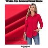 Zeagoo Women’s Wrinkle Free Button Down Shirts Long Sleeve Dress Shirts Collared Business Casual Blouses Tops XS-3XL(Red)