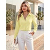 Zeagoo Women’s Wrinkle Free Button Down Shirts Long Sleeve Dress Shirts Collared Business Casual Blouses Tops XS-3XL(Yellow)