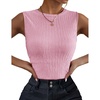 Zeagoo Womens Ribbed Tank Top Sleeveless Basic Camisole Tops High Neck Trendy Tank Tops,Light Pink,S-XXL