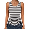 Zeagoo Womens Tank Tops 2026 Scoop Neck Ribbed Sleeveless Top Casual Basic Slim Fitted Knit Cami Tee Shirts(A-tw454 Stripe Black White)