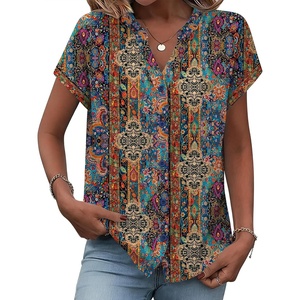 Zeagoo Button Down Shirts for Women Short Sleeve Tops V Neck Collar Blouses Business Casual Outfits(Mz721)