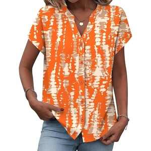 Zeagoo Button Down Shirts for Women Short Sleeve Tops V Neck Collar Blouses Business Casual Outfits(Zr466)