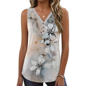 Zeagoo Tank Tops for Women 2026 Summer Top Henley Shirts Dressy Casual Loose Fit V-Neck Button Down Sleeveless Tshirt Blouse(Sf311)