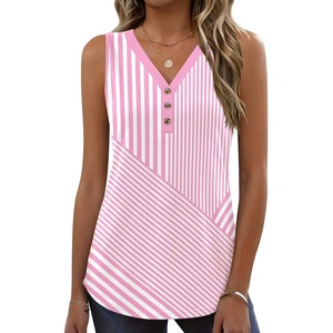 Zeagoo Tank Tops for Women 2026 Summer Top Henley Shirts Dressy Casual Loose Fit V-Neck Button Down Sleeveless Tshirt Blouse(Tz300)