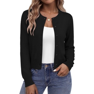 Zeagoo Women’s Cropped Cardigan Sweaters 2026 Button Down Long Sleeve Knit Bolero Shrugs for Dresses(01-black)