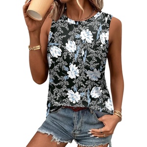 Zeagoo Women’s Tank Tops 2026 Loose Fit High Neck Summer Top Dressy Casual Sleeveless Shirts with Pocket(1-floral Black)