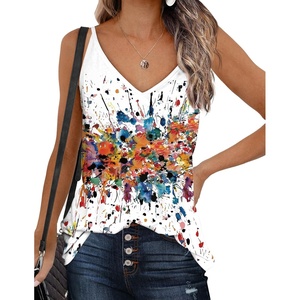 Zeagoo Womens V Neck Camisole Tank Top Strap Sleeveless T Shirt Casual Loose Vest Blouse – S-XXL(Cx286)