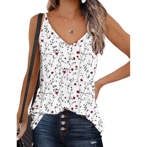 Zeagoo Womens V Neck Camisole Tank Top Strap Sleeveless T Shirt Casual Loose Vest Blouse – S-XXL(Sf224)