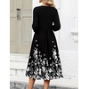 Zeagoo 3/4 Sleeve Women’s Dress Casual Flowy A-Line Midi Tshirt Dresses with Pockets Crewneck Vocation Boho Beach Sundress(Black Floral)
