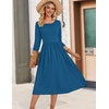 Zeagoo 3/4 Sleeve Women’s Dress Casual Flowy A-Line Midi Tshirt Dresses with Pockets Crewneck Vocation Boho Beach Sundress(Blue)