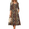 Zeagoo 3/4 Sleeve Women’s Dress Casual Flowy A-Line Midi Tshirt Dresses with Pockets Crewneck Vocation Boho Beach Sundress(Ethnic Boho Print)