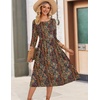 Zeagoo 3/4 Sleeve Women’s Dress Casual Flowy A-Line Midi Tshirt Dresses with Pockets Crewneck Vocation Boho Beach Sundress(Ethnic Boho Print)