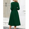 Zeagoo 3/4 Sleeve Women’s Dress Casual Flowy A-Line Midi Tshirt Dresses with Pockets Crewneck Vocation Boho Beach Sundress(Green)