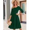 Zeagoo 3/4 Sleeve Women’s Dress Casual Flowy A-Line Midi Tshirt Dresses with Pockets Crewneck Vocation Boho Beach Sundress(Green)