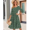 Zeagoo 3/4 Sleeve Women’s Dress Casual Flowy A-Line Midi Tshirt Dresses with Pockets Crewneck Vocation Boho Beach Sundress(Xh527)