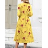 Zeagoo 3/4 Sleeve Women’s Dress Casual Flowy A-Line Midi Tshirt Dresses with Pockets Crewneck Vocation Boho Beach Sundress(Yellow Floral)