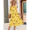 Zeagoo 3/4 Sleeve Women’s Dress Casual Flowy A-Line Midi Tshirt Dresses with Pockets Crewneck Vocation Boho Beach Sundress(Yellow Floral)