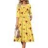 Zeagoo 3/4 Sleeve Women’s Dress Casual Flowy A-Line Midi Tshirt Dresses with Pockets Crewneck Vocation Boho Beach Sundress(Yellow Floral)