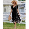 Zeagoo Womens Casual Dress for Summer Short Sleeve Loose Flowy Beach Dress with Pockets Hankerchief Flare Midi Sundress 2026(Black Sf236)