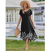 Zeagoo Womens Casual Dress for Summer Short Sleeve Loose Flowy Beach Dress with Pockets Hankerchief Flare Midi Sundress 2026(Black Sp122)