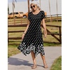 Zeagoo Womens Casual Dress for Summer Short Sleeve Loose Flowy Beach Dress with Pockets Hankerchief Flare Midi Sundress 2026(Black Sp122)