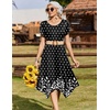 Zeagoo Womens Casual Dress for Summer Short Sleeve Loose Flowy Beach Dress with Pockets Hankerchief Flare Midi Sundress 2026(Black Sp122)
